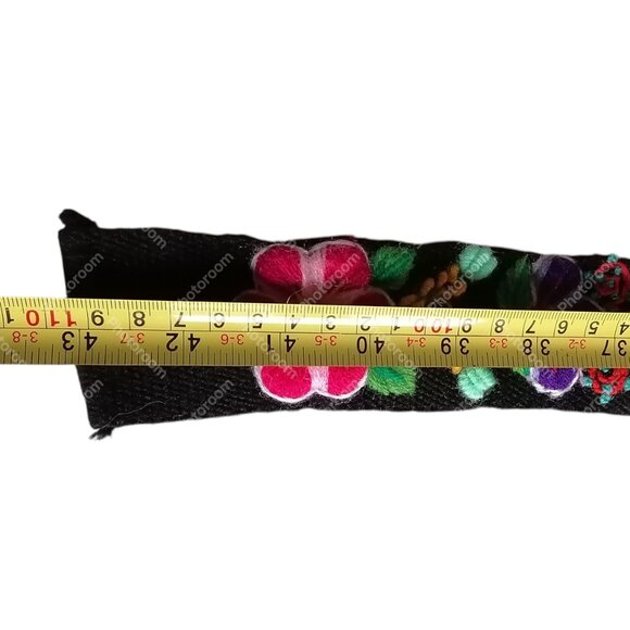 Multicolored Flower Wool Fabric Headband Belt Set Ayacucho